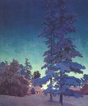 馬科斯菲爾德 帕裡斯 Winter Night Landscape Two Tall Pines